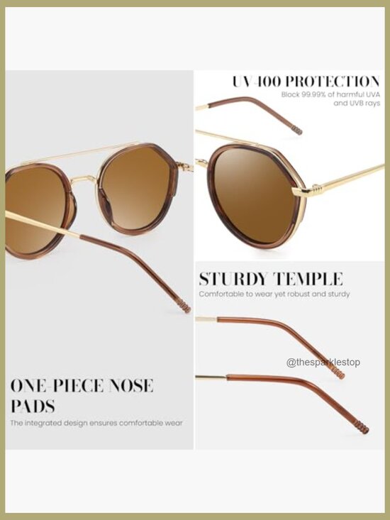 Polarized Aviator Sunglasses with Tangle-Free Design, Round Frame main image 7